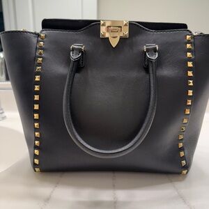 Valentino Garavani Black Satchel with Gold Studs